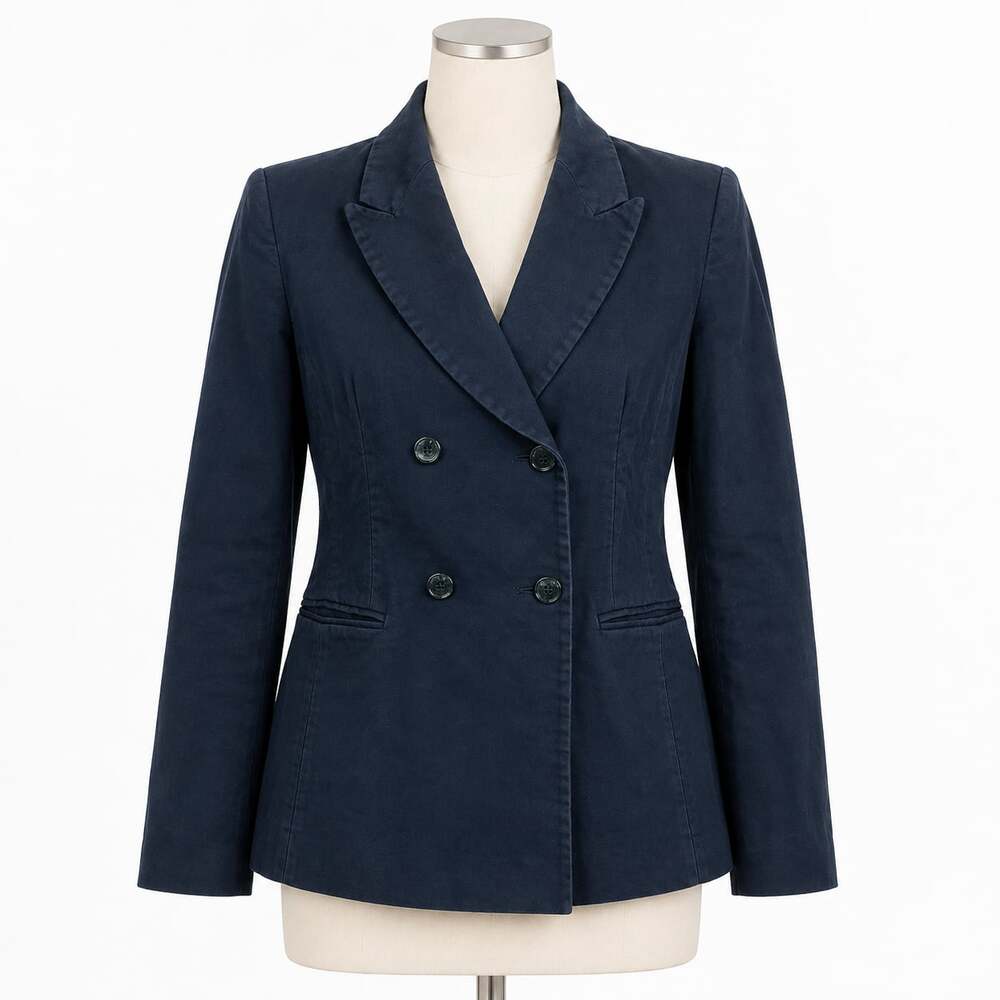 Sandro Paris Women’s Tailored Double-Breasted Peak-Lapel Blazer Size 38/US 6 Nav